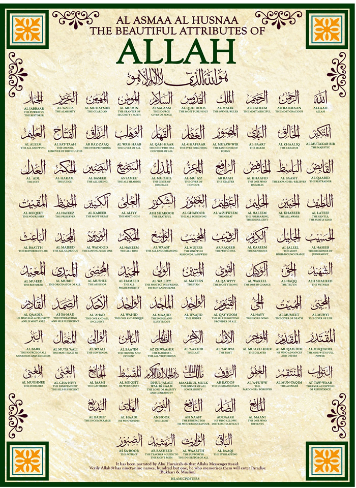 99 names of allah printable pdf